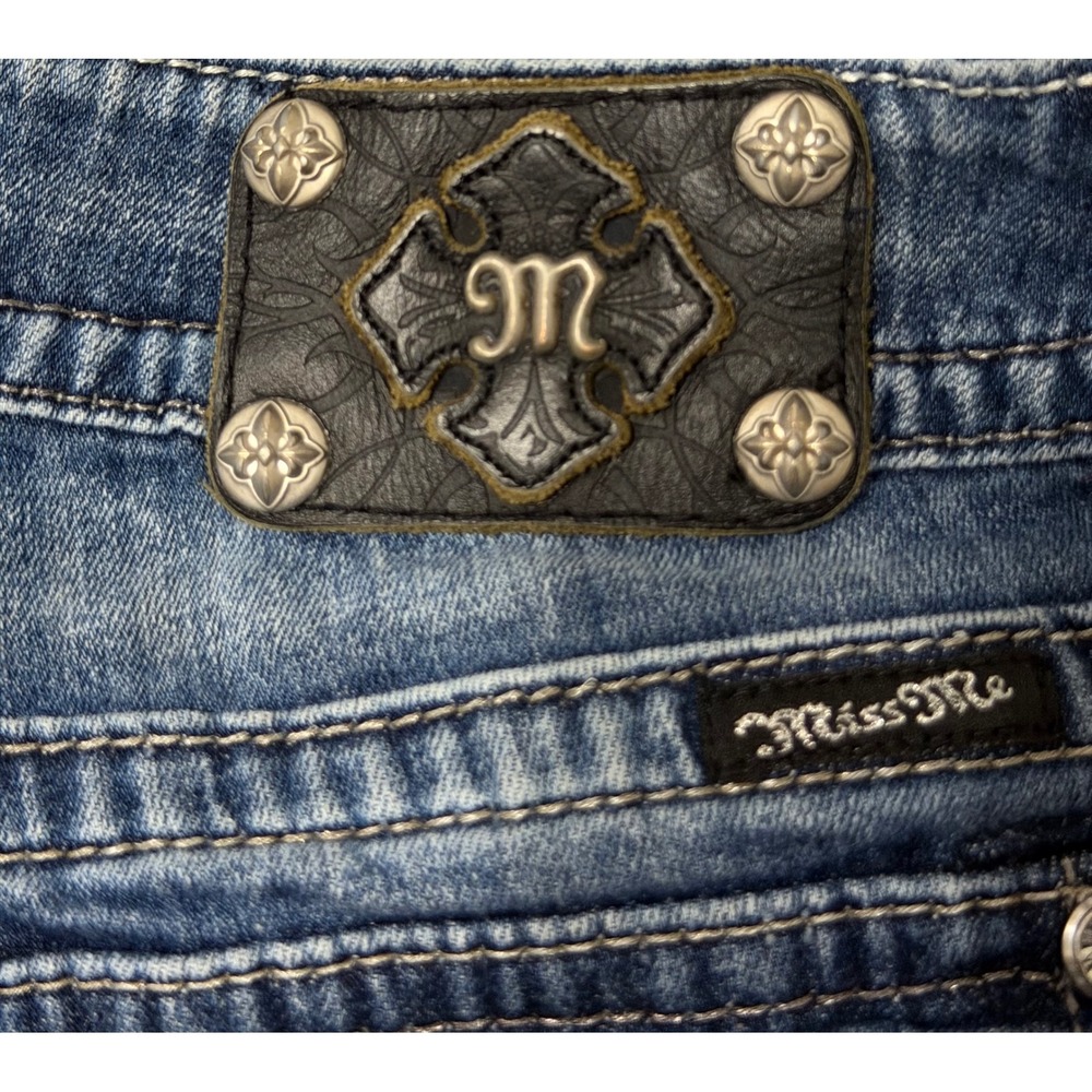 Miss Me Skinny Jeans Womens 31 Dark Wash Sequin Angel Wing festival glam Y2K - Picture 5 of 6